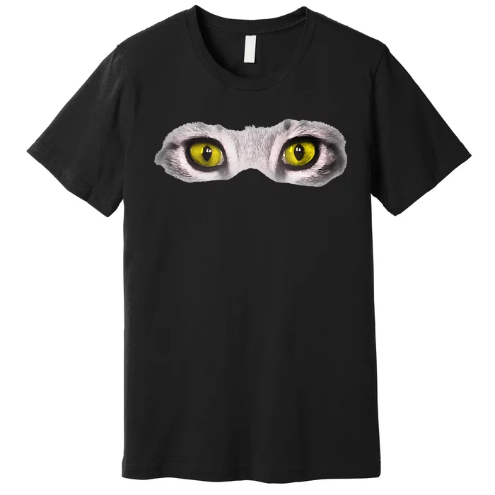 Realistic Cat Eyes Kitty Feline Graphic Art Black Halloween Premium T-Shirt