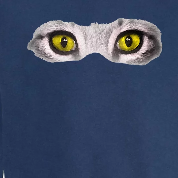 Realistic Cat Eyes Kitty Feline Graphic Art Black Halloween Garment-Dyed Sweatshirt