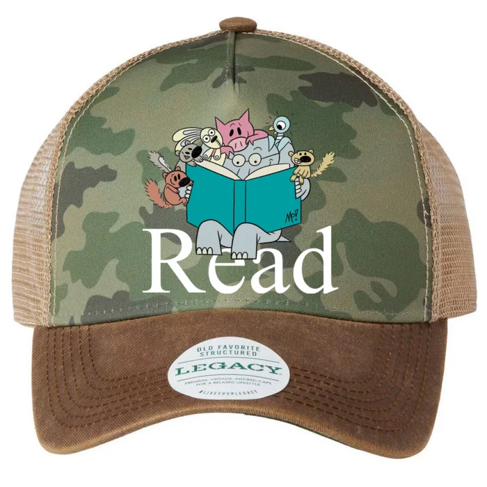 Read Cute Elephant Book Lover Gift Legacy Tie Dye Trucker Hat