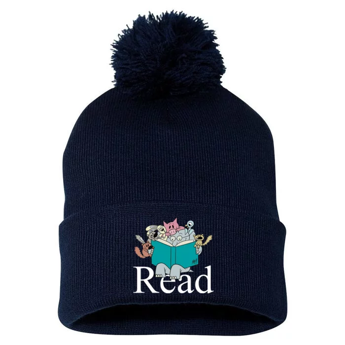 Read Cute Elephant Book Lover Gift Pom Pom 12in Knit Beanie