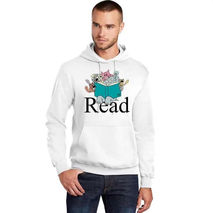 Read Cute Elephant Book Lover Gift Hoodie