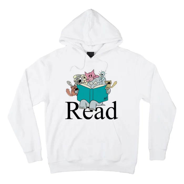 Read Cute Elephant Book Lover Gift Hoodie