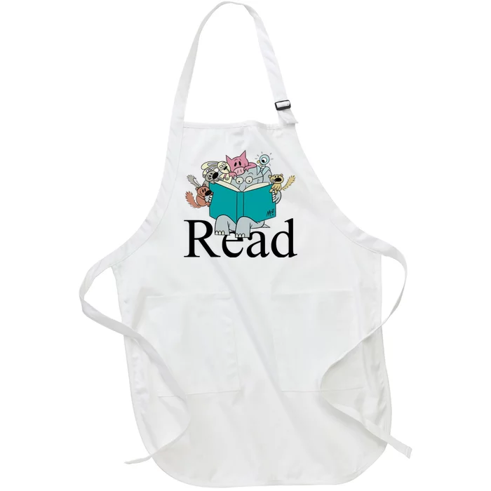 Read Cute Elephant Book Lover Gift Full-Length Apron With Pocket