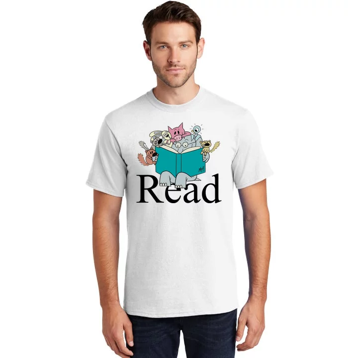 Read Cute Elephant Book Lover Gift Tall T-Shirt