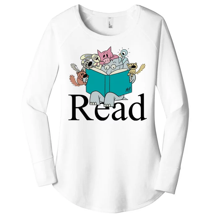 Read Cute Elephant Book Lover Gift Women's Perfect Tri Tunic Long Sleeve Shirt