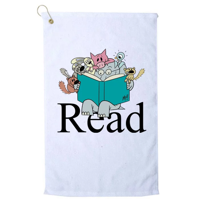 Read Cute Elephant Book Lover Gift Platinum Collection Golf Towel