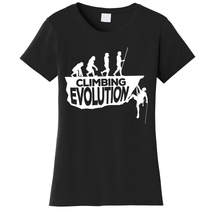 Rock Climbing Evolution Funny Climber Hiker Boulderer Cute Gift Women's T-Shirt