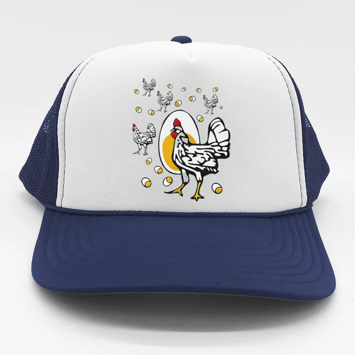 Roseanne Chicken Funny Roseanne Rooster And Egg Trucker Hat