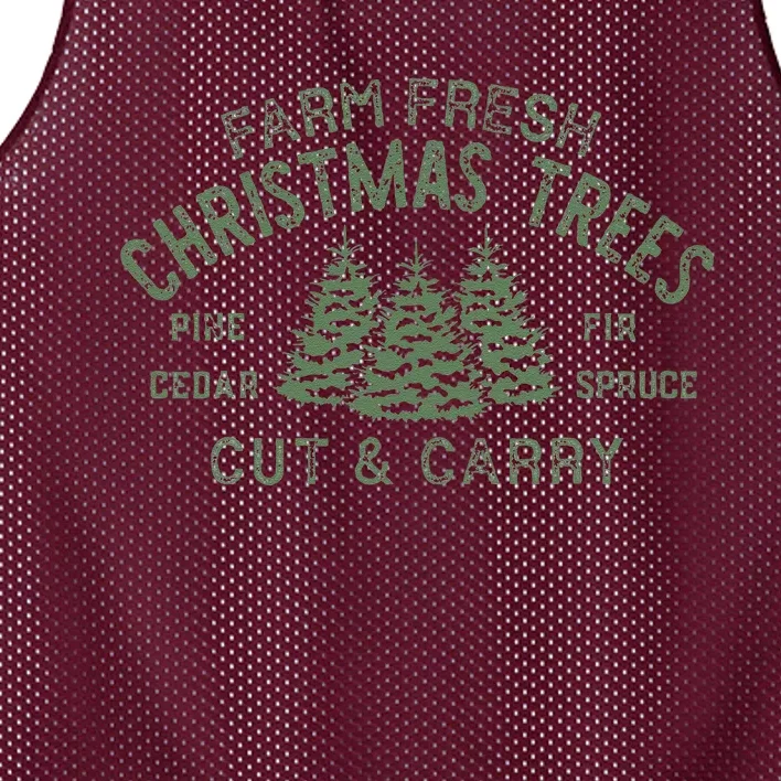 Retro Classic Farm Fresh Christmas Trees Cut And Carry Xmas Mesh Reversible Basketball Jersey Tank