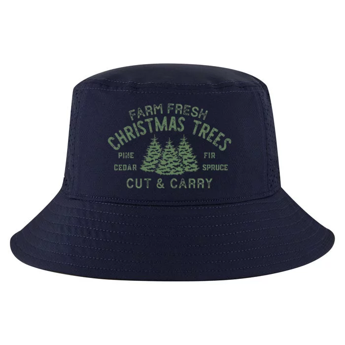 Retro Classic Farm Fresh Christmas Trees Cut And Carry Xmas Cool Comfort Performance Bucket Hat