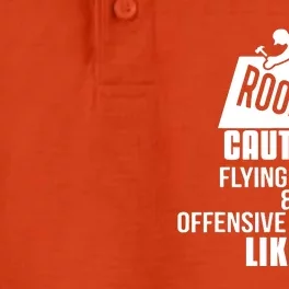 Roofer Caution Flying Tools And Offensive Language Dry Zone Grid Performance Polo