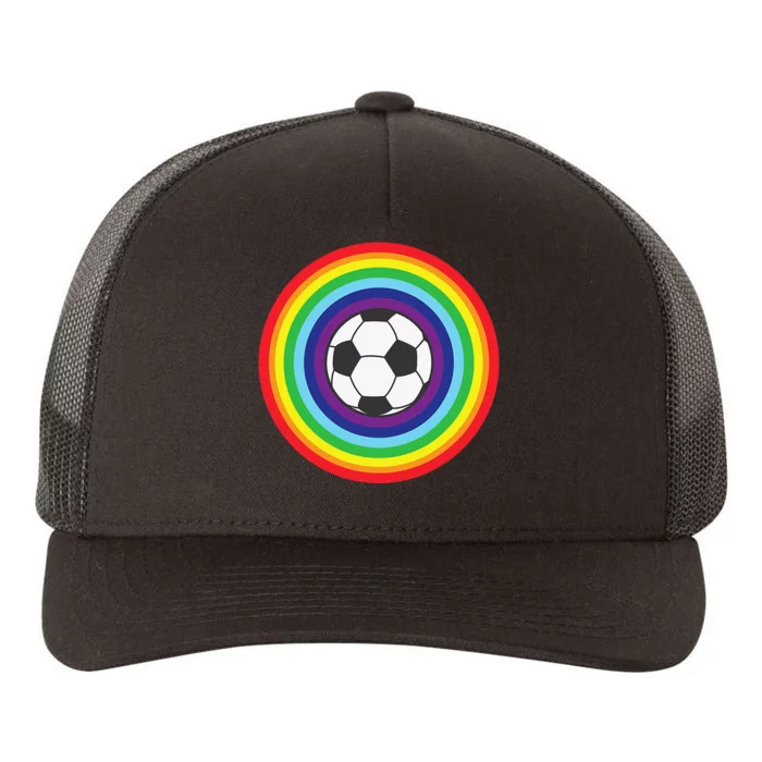 Rainbow Circle Football For Soccer Lover Best Sports Pride Yupoong Adult 5-Panel Trucker Hat