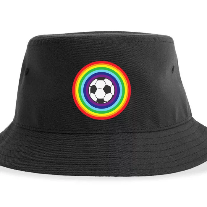 Rainbow Circle Football For Soccer Lover Best Sports Pride Sustainable Bucket Hat