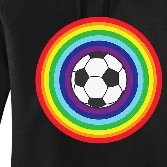 Rainbow Circle Football For Soccer Lover Best Sports Pride Women's Pullover Hoodie