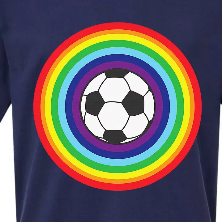 Rainbow Circle Football For Soccer Lover Best Sports Pride Sueded Cloud Jersey T-Shirt