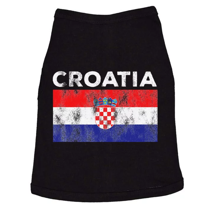 Retro Croatia Flag Croatian Travel Souvenir Doggie Tank