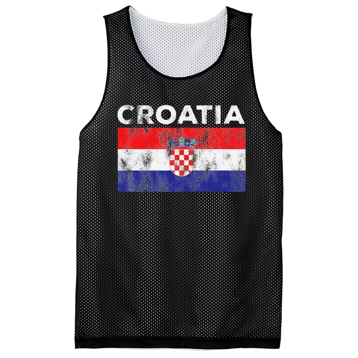 Retro Croatia Flag Croatian Travel Souvenir Mesh Reversible Basketball Jersey Tank