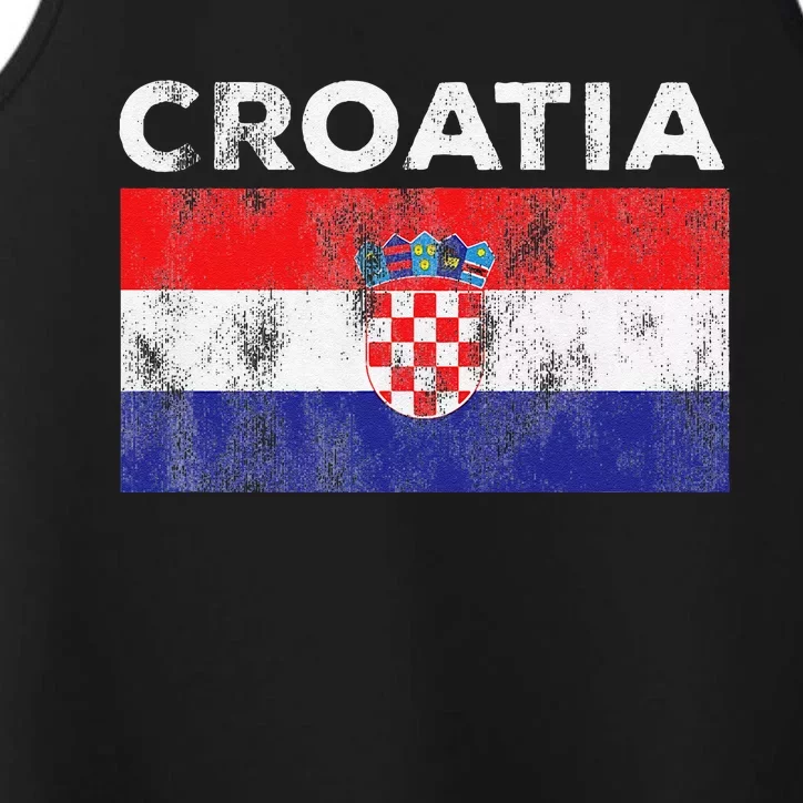 Retro Croatia Flag Croatian Travel Souvenir Performance Tank