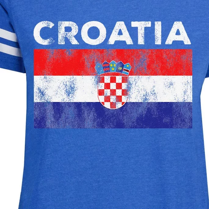 Retro Croatia Flag Croatian Travel Souvenir Enza Ladies Jersey Football T-Shirt