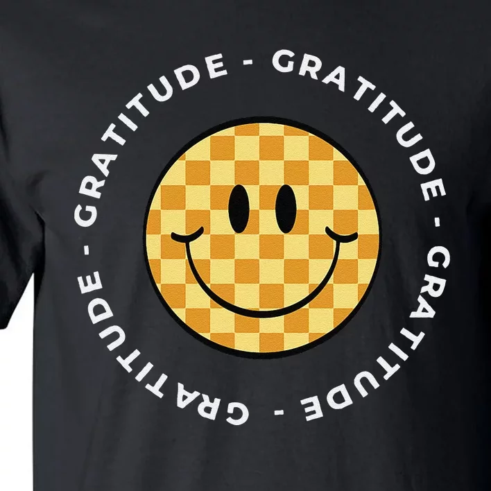 Retro Checkered Face Retro Groovy Gratitude Tall T-Shirt