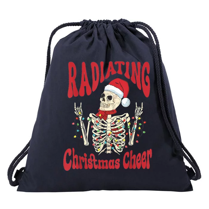 Radiology Christmas Funny Santa Skeleton Xray Technician Rad Tech Xmas Gift Drawstring Bag