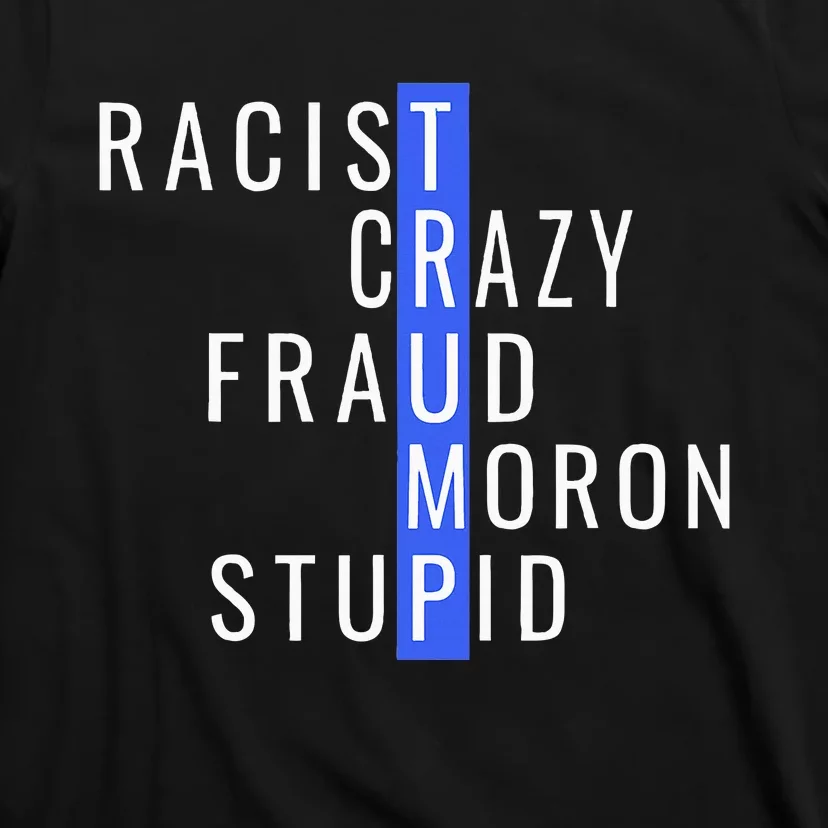 Racist Crazy Fraud Moron Stupid Trump Anti Trump T-Shirt