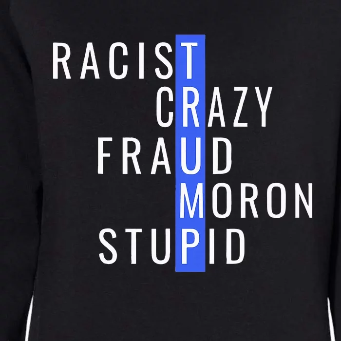 Racist Crazy Fraud Moron Stupid Trump Anti Trump Womens California Wash Sweatshirt