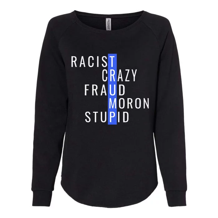 Racist Crazy Fraud Moron Stupid Trump Anti Trump Womens California Wash Sweatshirt