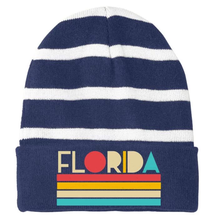 Retro Colors Florida Striped Beanie with Solid Band