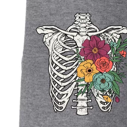 Rib Cage Floral Skeleton Flower Bunch Doggie 3-End Fleece Hoodie