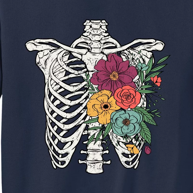 Rib Cage Floral Skeleton Flower Bunch Sweatshirt