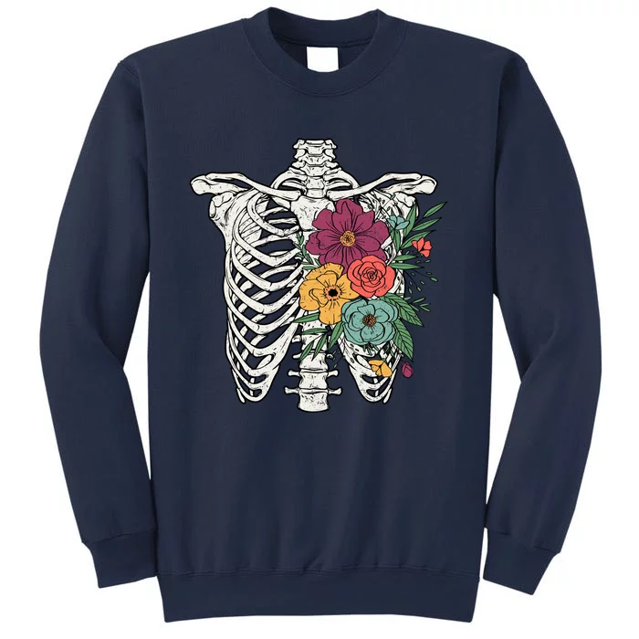 Rib Cage Floral Skeleton Flower Bunch Sweatshirt