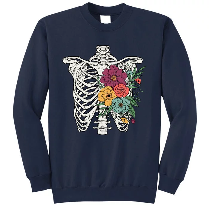 Rib Cage Floral Skeleton Flower Bunch Tall Sweatshirt