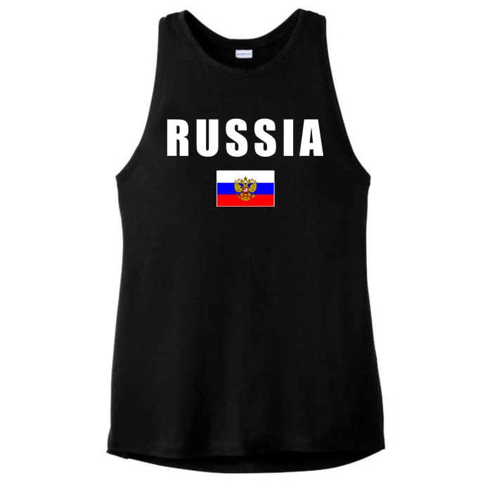 Russia Country Flag Ladies Tri-Blend Wicking Tank