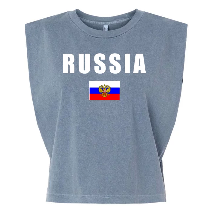 Russia Country Flag Garment-Dyed Women's Muscle Tee