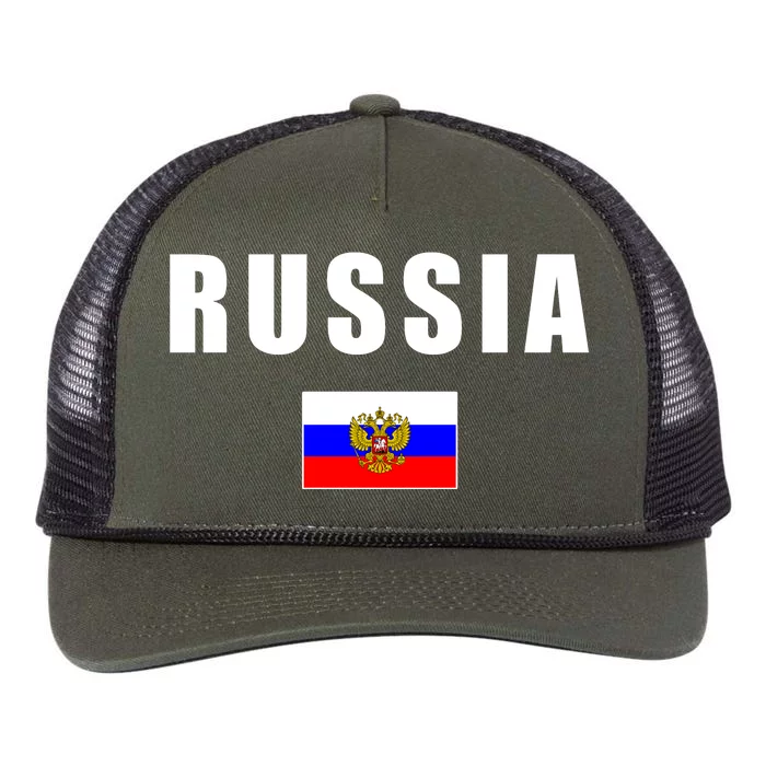 Russia Country Flag Retro Rope Trucker Hat Cap