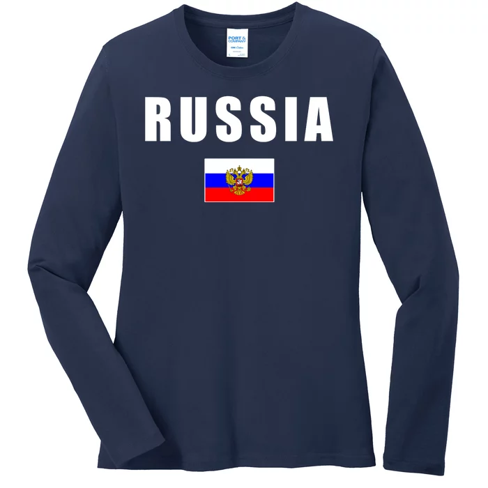 Russia Country Flag Ladies Long Sleeve Shirt