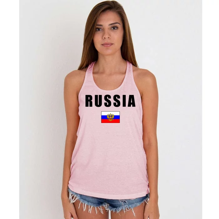 Russia Country Flag Women's Knotted Racerback Tank