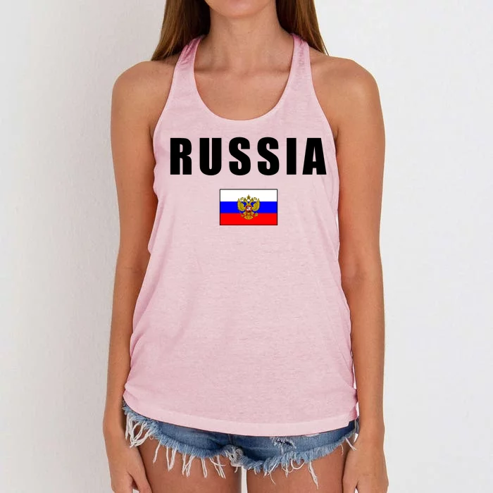 Russia Country Flag Women's Knotted Racerback Tank