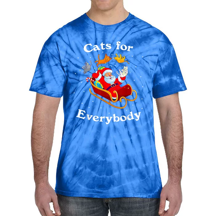 Retro Cats For Everybody Christmas Cat Lover Santa Gift Tie-Dye T-Shirt