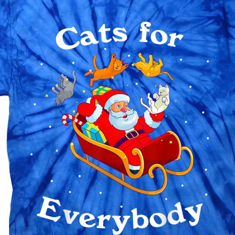 Retro Cats For Everybody Christmas Cat Lover Santa Gift Tie-Dye T-Shirt