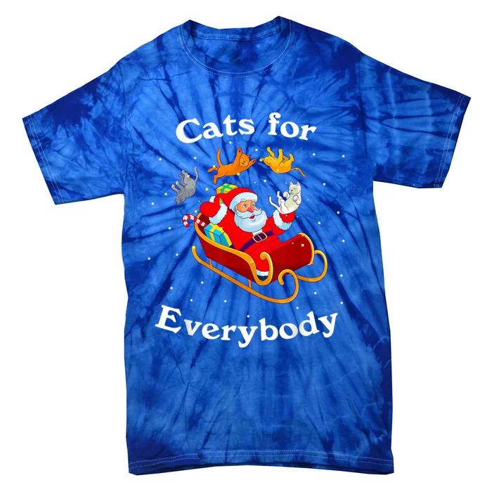 Retro Cats For Everybody Christmas Cat Lover Santa Gift Tie-Dye T-Shirt