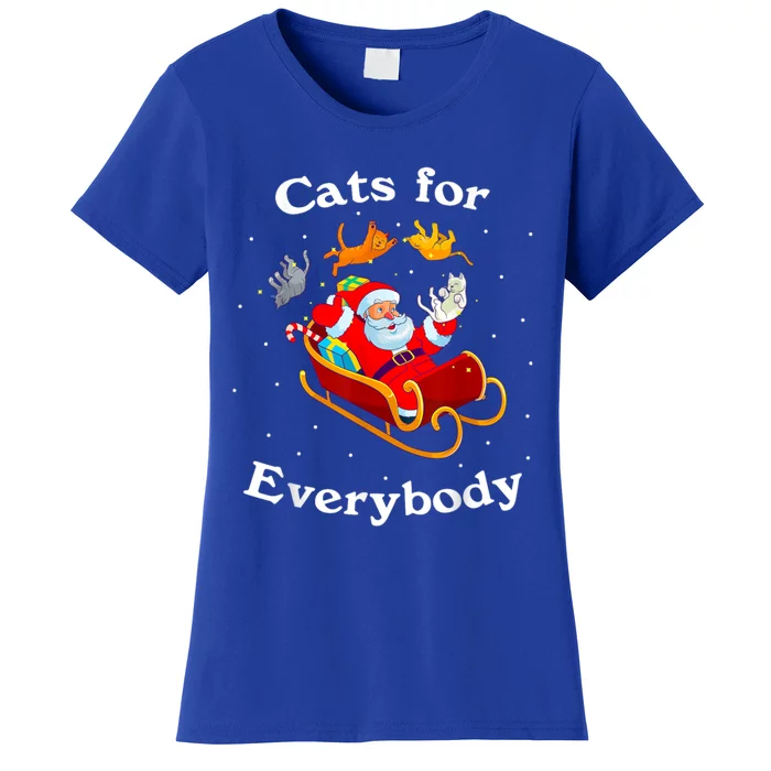 Retro Cats For Everybody Christmas Cat Lover Santa Gift Women's T-Shirt