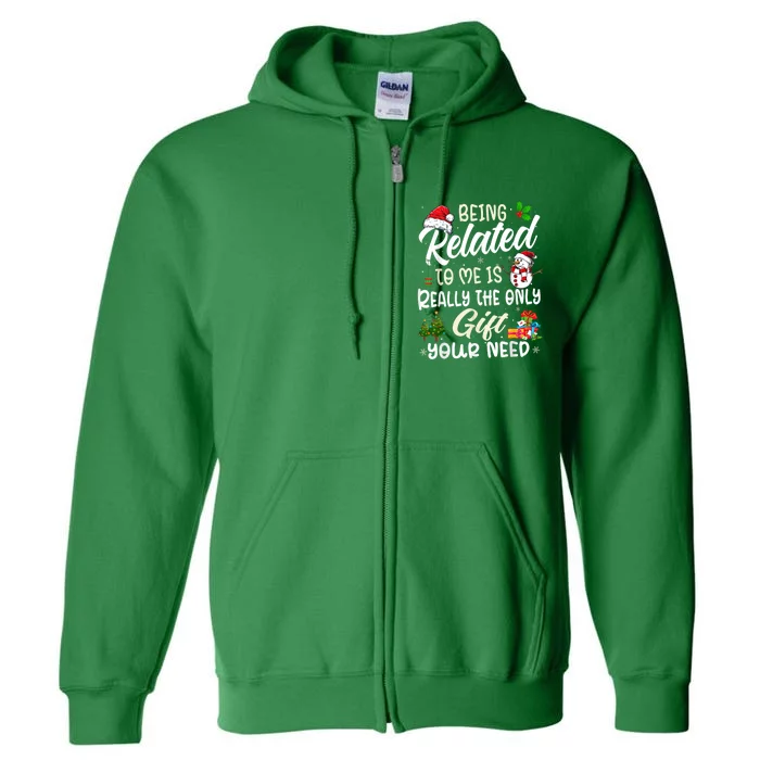 Retro Christmas Family Xmas Pajama Being Related To Me Full Zip Hoodie