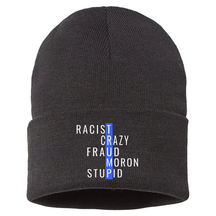 Racist Crazy Fraud Moron Stupid Trump Anti Trump Sustainable Knit Beanie