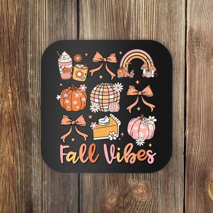 Retro Coffee Fall Vibes Autumn Coquette Pumpkin Thanksgiving Coaster