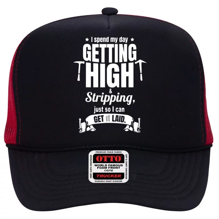 Roofing Contractor For Men Funny Roofer High Crown Mesh Trucker Hat