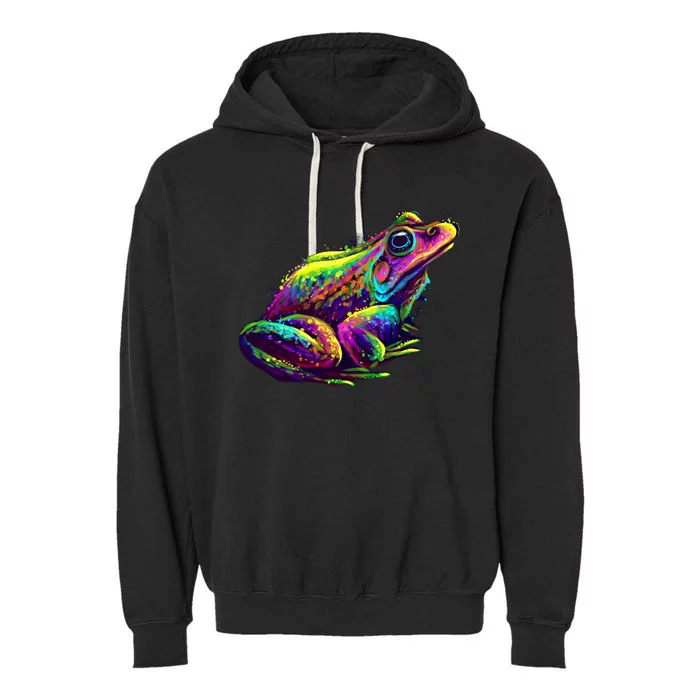 Realistic Colorful Frog Abstract Pose Garment-Dyed Fleece Hoodie