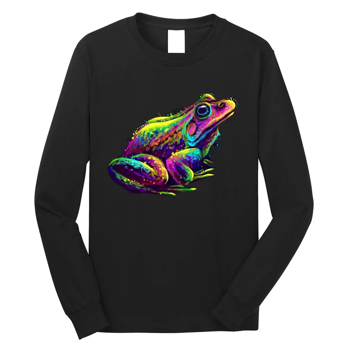 Realistic Colorful Frog Abstract Pose Long Sleeve Shirt