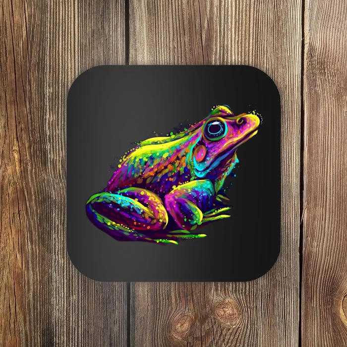 Realistic Colorful Frog Abstract Pose Coaster